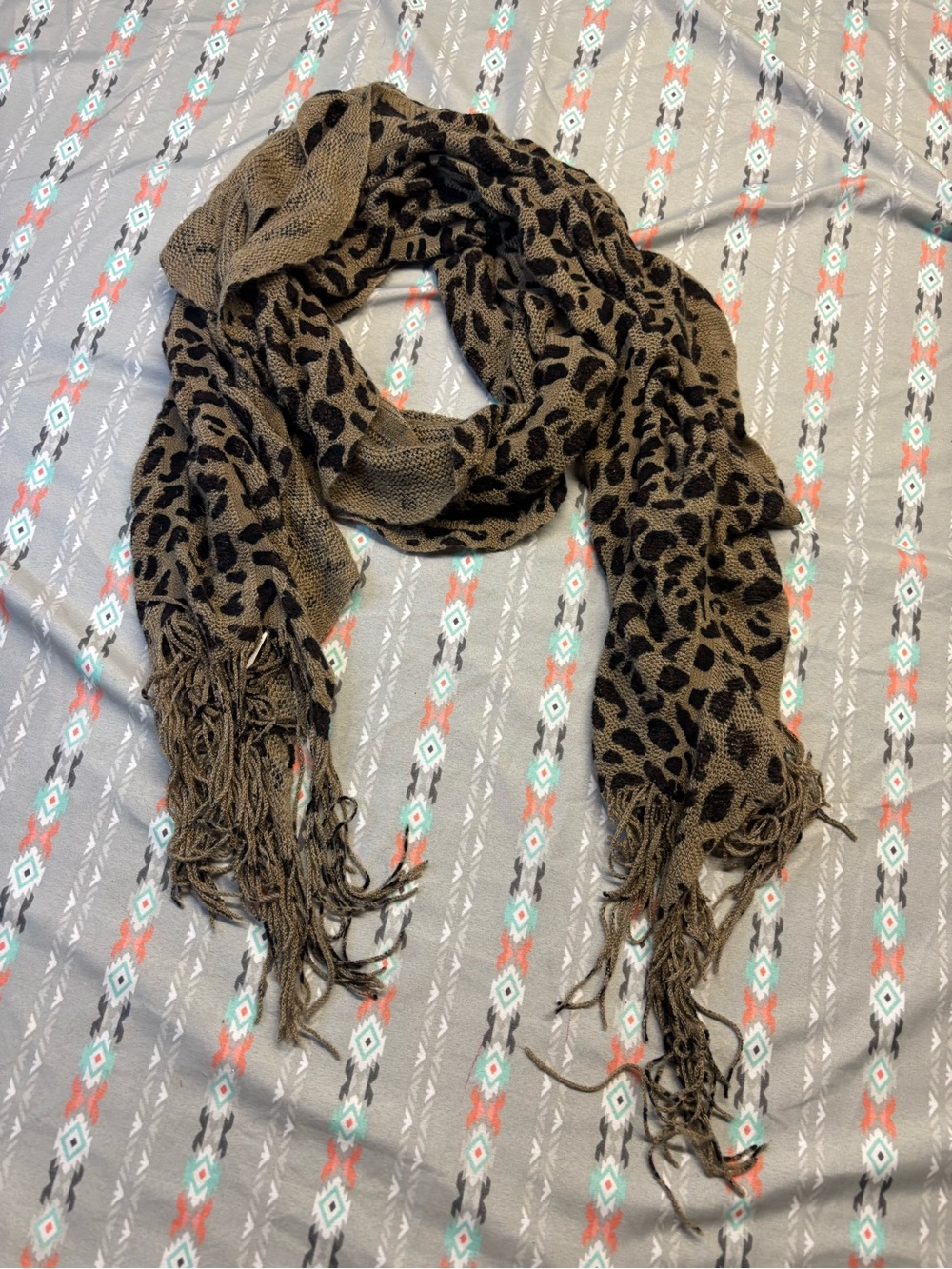 🌀Leopard Print Fringe Scarf